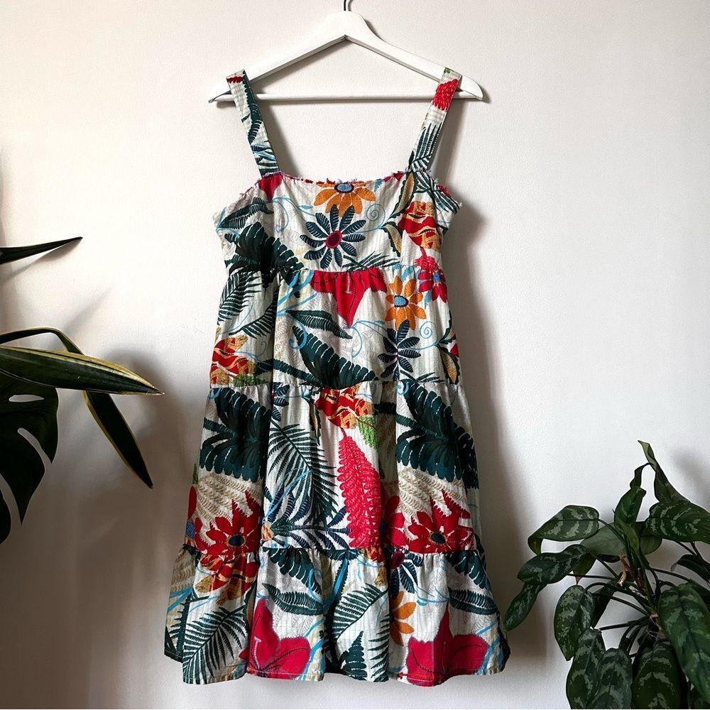 Farm Rio Floral Cotton Mini Dress Sleeveless Summer Dress Size Small